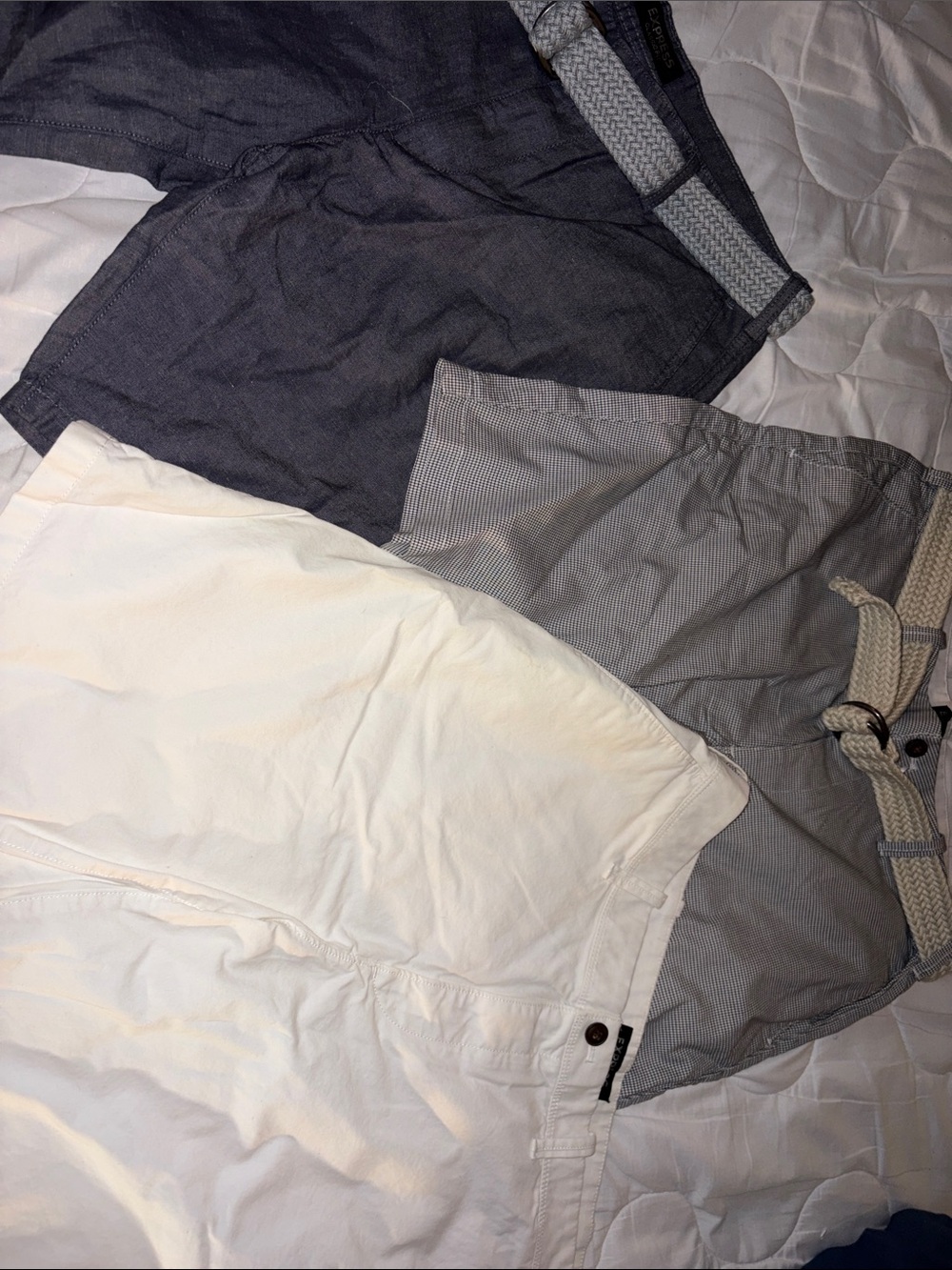 Express Men's Shorts Trio in White and Gray Tones